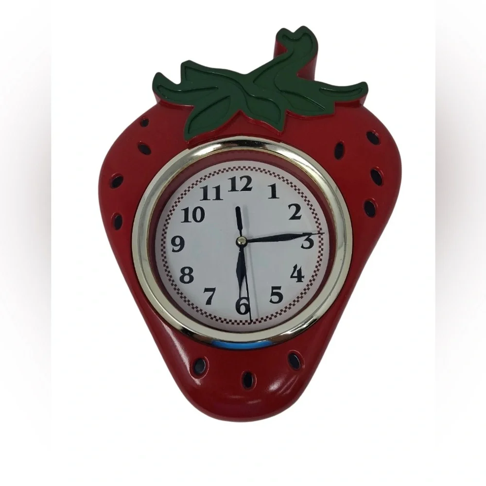 Vintage Decorative Strawberry Shaped Plastic Analog Wall Clock (Tested/Working)